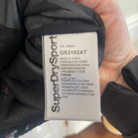 SuperDry Sport Size 8 Full Zip Print Windbreaker Running Jacket Black Neon - Picture 5 of 7